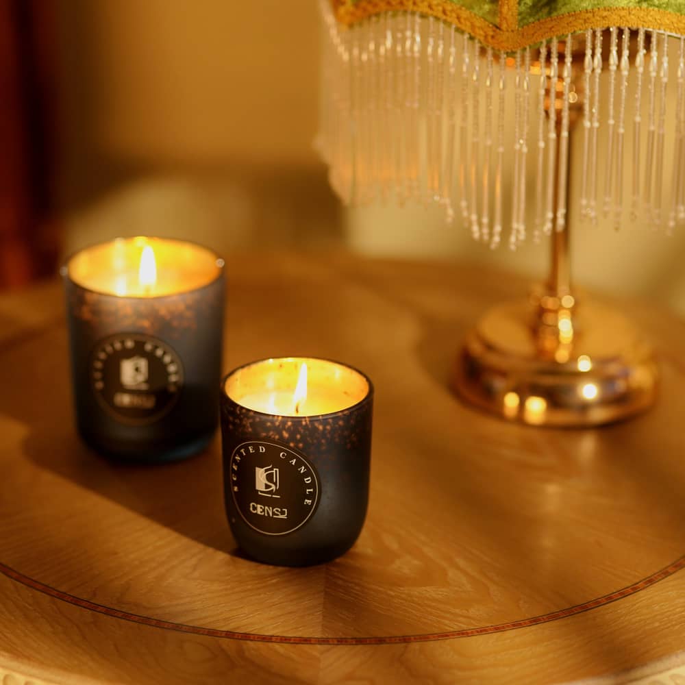 8090 Blue Frosted Plating Laser Engraving Glass Jar Scented Candle