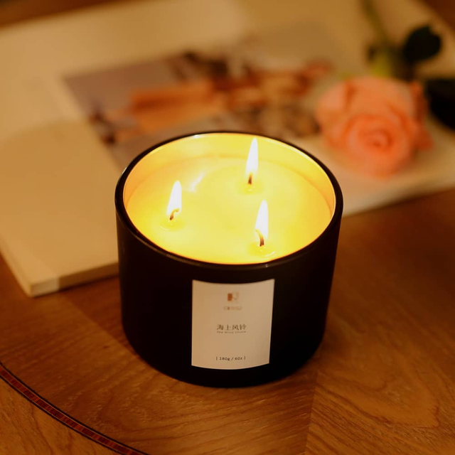 320g Dark Blue Inner Plating Outer Matte Process Scented Candle