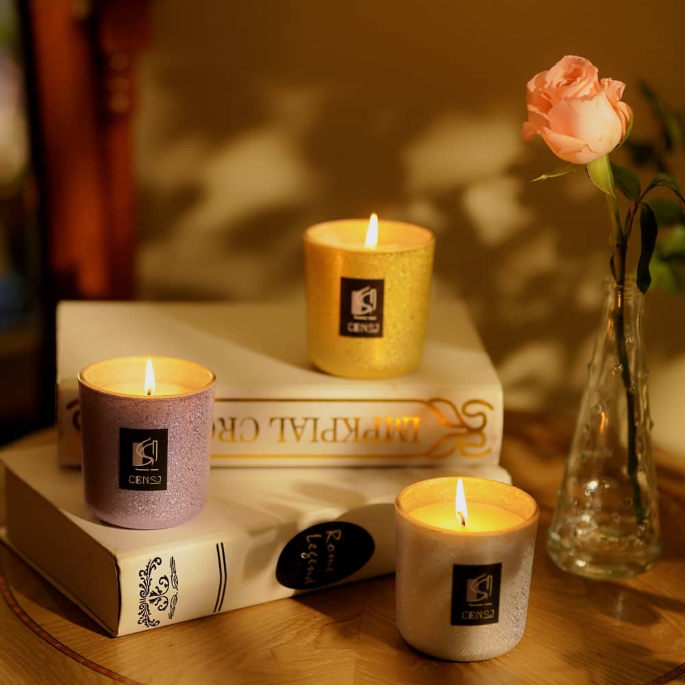 3 Colors Special Craft Feather Feel Glass Jar Scented Candle