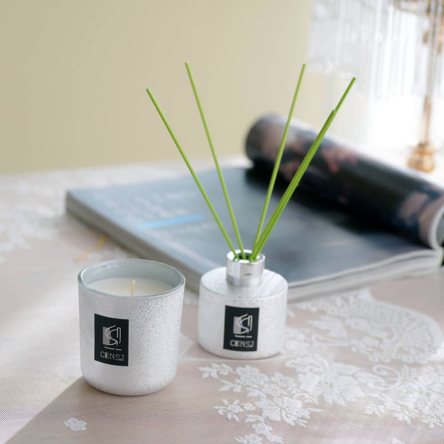 Special Craft Feather Hand Feel Electroplated Glass Scented Candle Fragrance Set