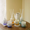 3 Colors Gradient Sandblasted Glass Jar Scented Candle Reed Diffuser Set