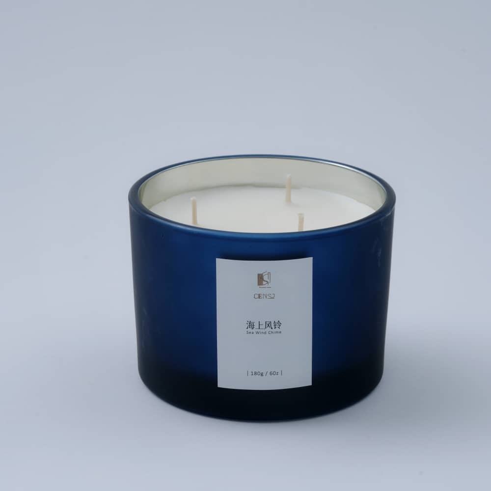 320g Dark Blue Inner Plating Outer Matte Process Scented Candle