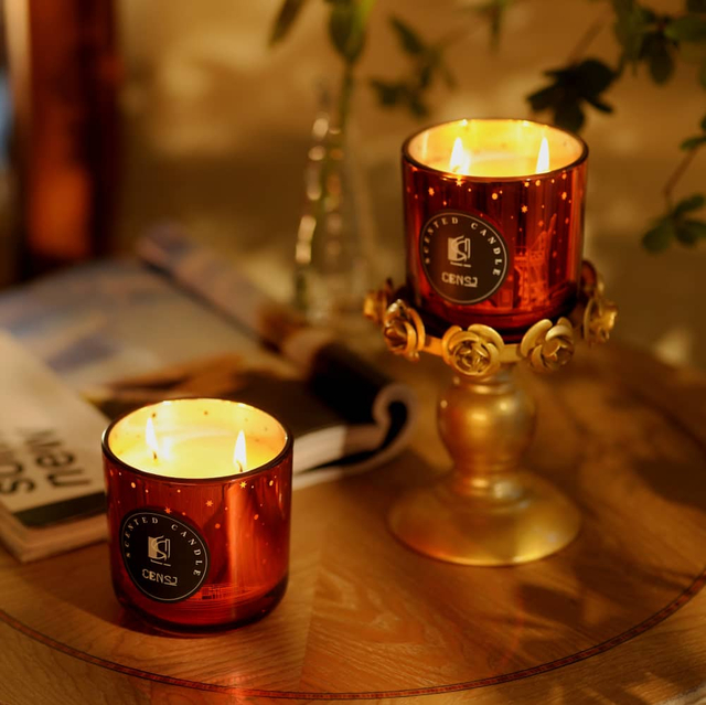 100100 Red Color Plating Laser Engraving Scented Candle