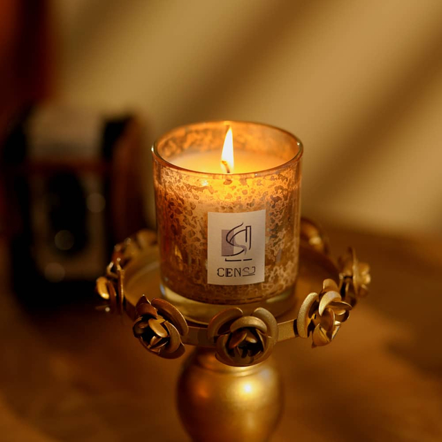 Water Transfer Printing Process Silver Two Shapes Glass Jar Scented Candle