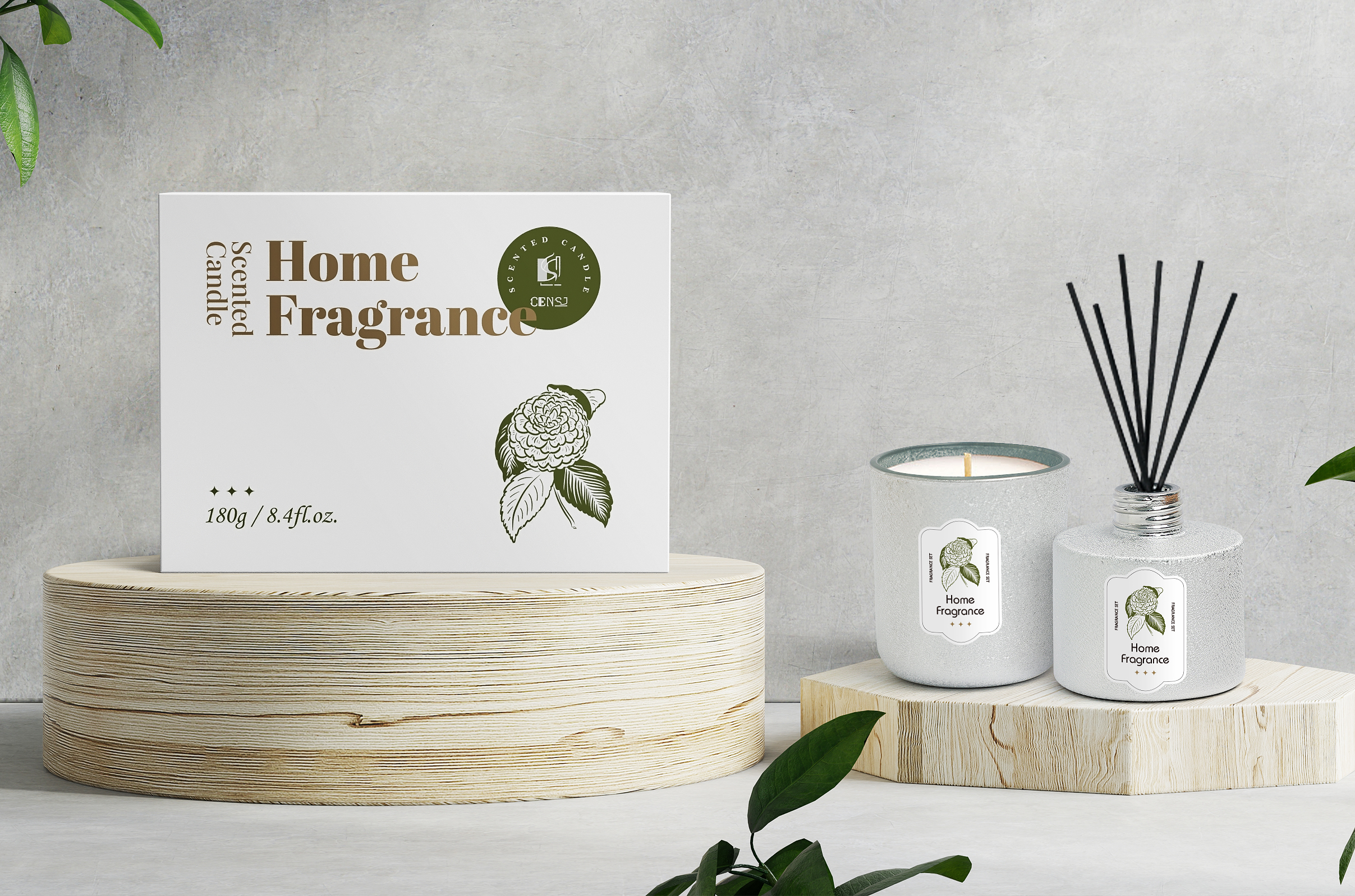 Special Craft Feather Hand Feel Electroplated Glass Scented Candle Fragrance Set