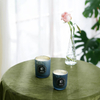 8090 Blue Frosted Plating Laser Engraving Glass Jar Scented Candle