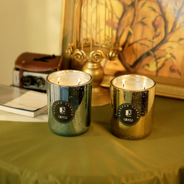 Plating Laser Engraving Large Capacity 18oz Round Bottom Luxury Glass Scented Candle