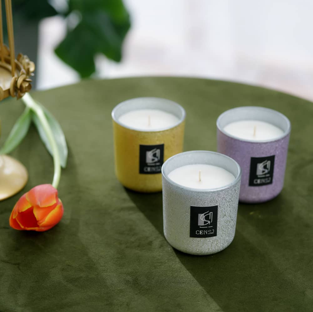 3 Colors Special Craft Feather Feel Glass Jar Scented Candle